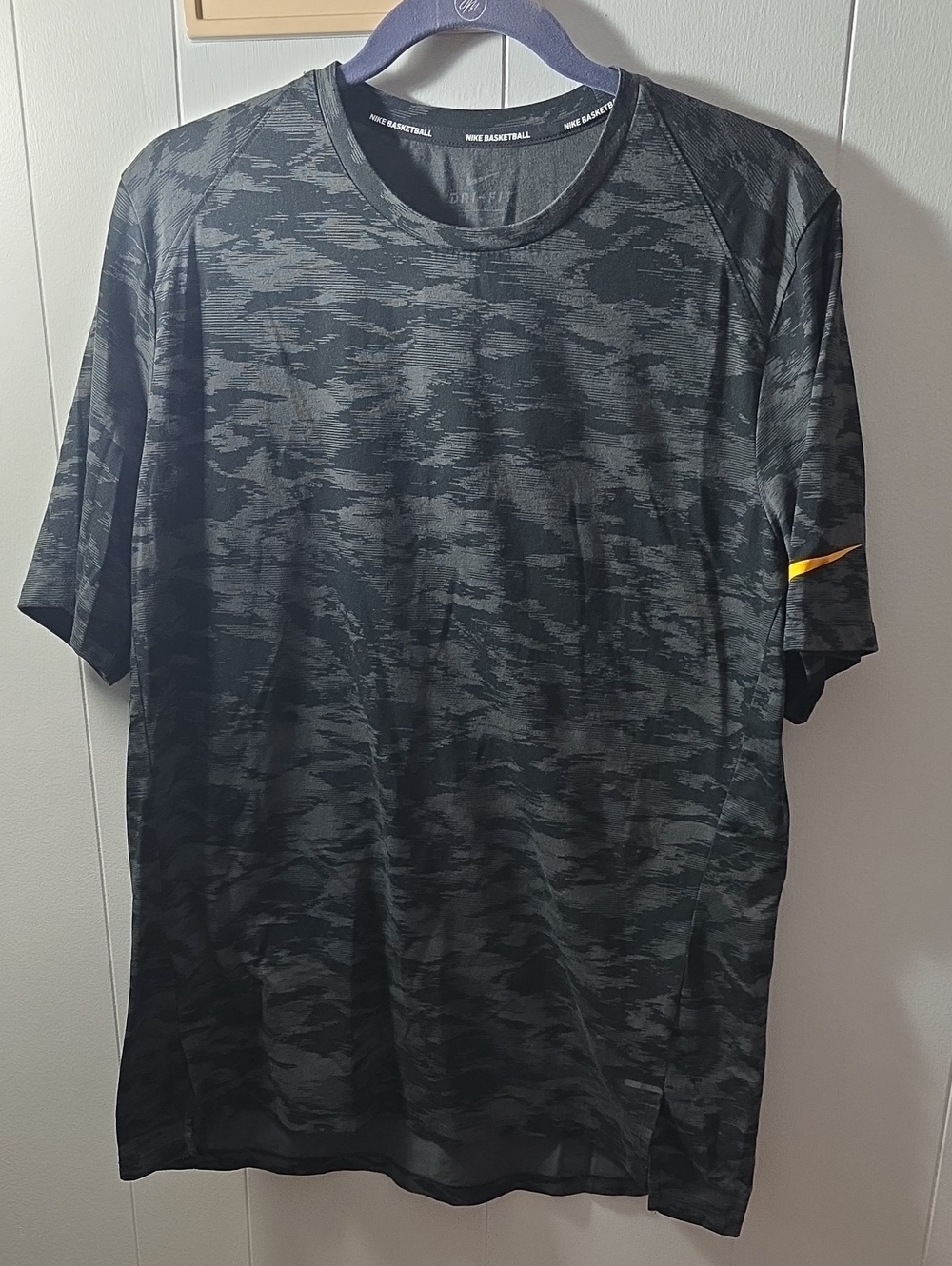 Nike Black and Dark Gray Camo Short Sleeve Training Tee